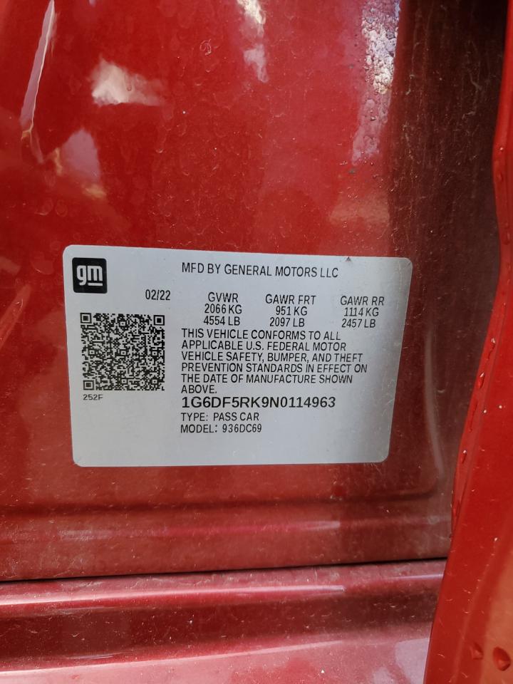 2022 Cadillac Ct4 Premium Luxury VIN: 1G6DF5RK9N0114963 Lot: 86162185