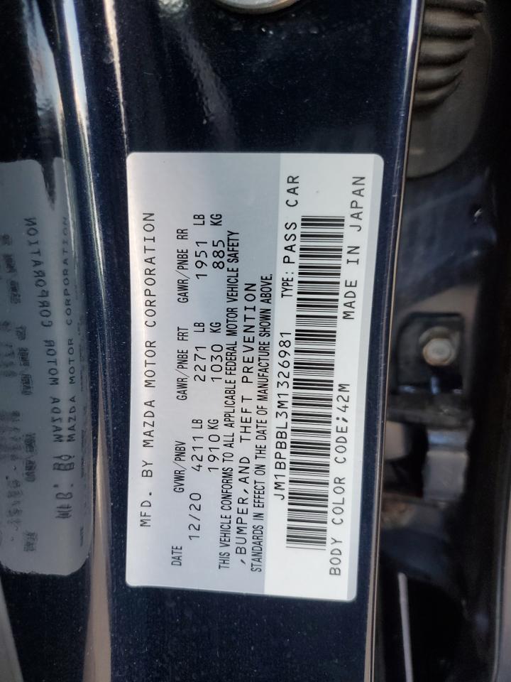 2021 Mazda 3 Select VIN: JM1BPBBL3M1326981 Lot: 85912865