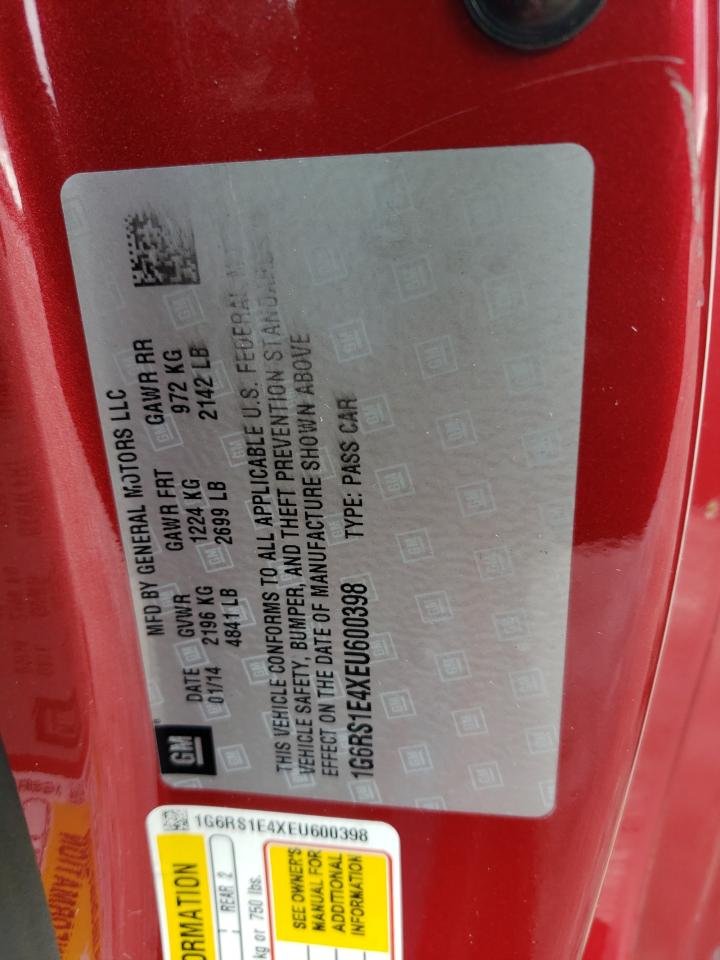 2014 Cadillac Elr Luxury VIN: 1G6RS1E4XEU600398 Lot: 90662745