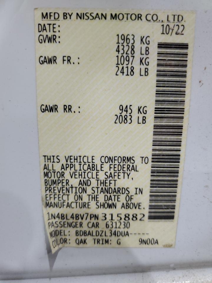 2023 Nissan Altima S VIN: 1N4BL4BV7PN315882 Lot: 85149515