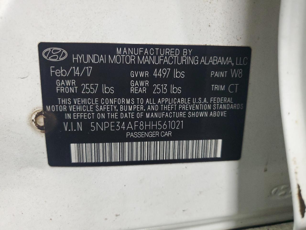 2017 Hyundai Sonata Sport VIN: 5NPE34AF8HH561021 Lot: 86153825