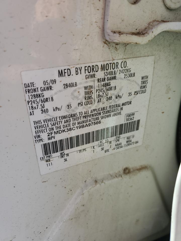 2009 Ford Edge Sel VIN: 2FMDK38C19BA97566 Lot: 90026155