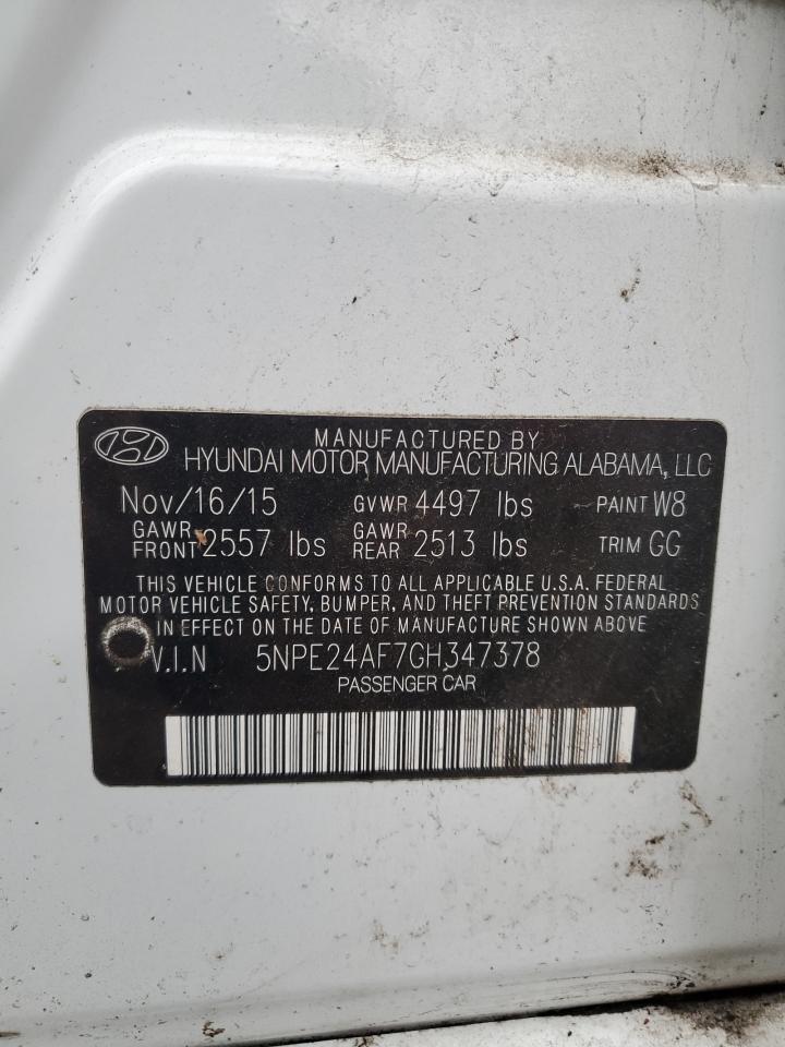 2016 Hyundai Sonata Se VIN: 5NPE24AF7GH347378 Lot: 84897735