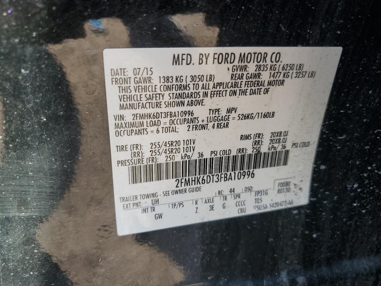 2015 Ford Flex Limited VIN: 2FMHK6DT3FBA10996 Lot: 82402615