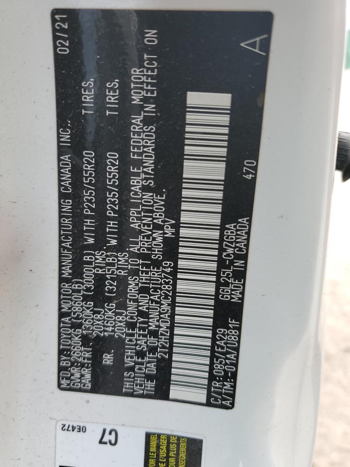 2021 Lexus Rx 350 VIN: 2T2HZMDA9MC283749 Lot: 87067105