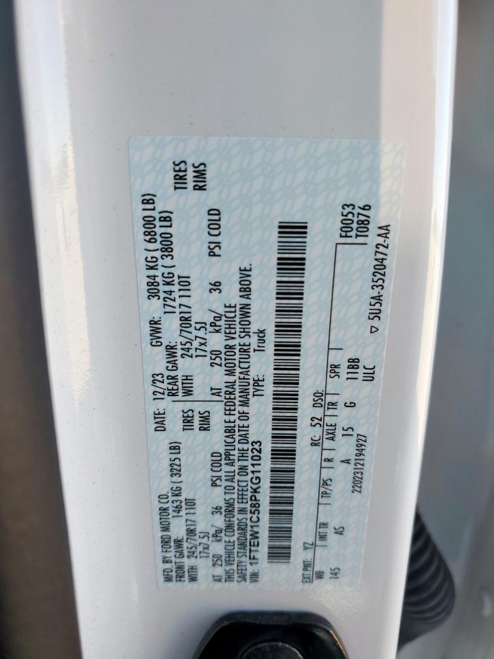 2023 Ford F150 Supercrew VIN: 1FTEW1C58PKG11023 Lot: 86063345