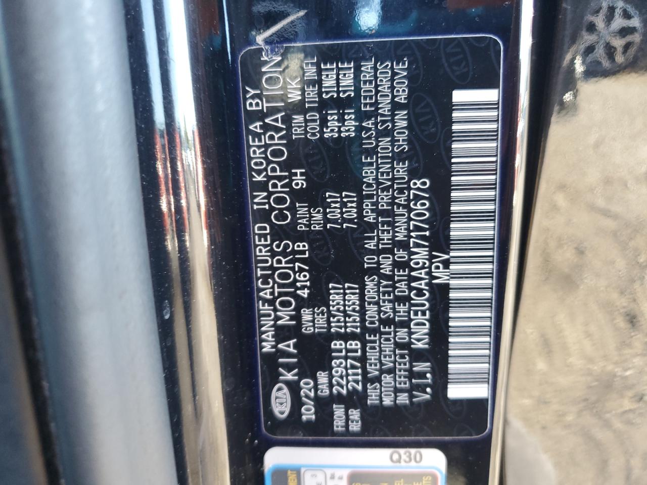 2021 Kia Seltos S VIN: KNDEUCAA9M7170678 Lot: 81928735