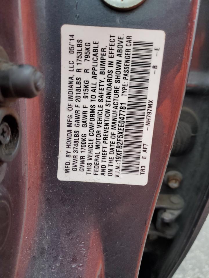 2014 Honda Civic Lx VIN: 19XFB2F5XEE047781 Lot: 90601435