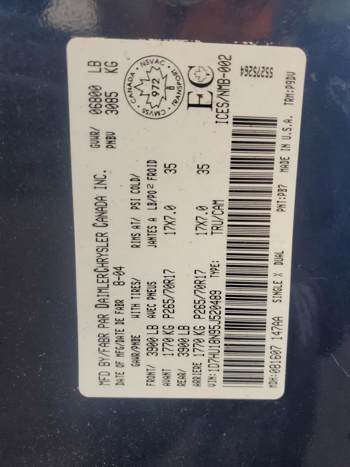 2005 Dodge Ram 1500 St VIN: 1D7HU18N95J520489 Lot: 82724995