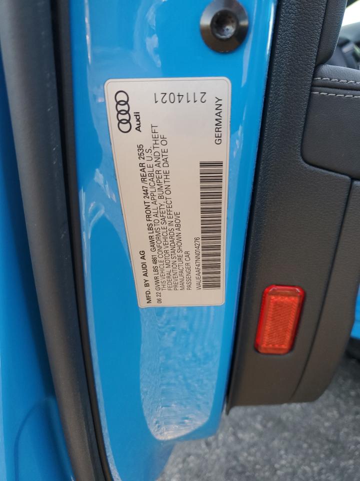 2022 Audi A4 Premium Plus 45 VIN: WAUEAAF47NN014276 Lot: 86326855