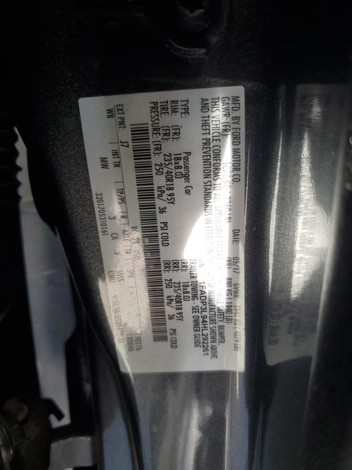 2017 Ford Focus St VIN: 1FADP3L94HL292261 Lot: 86313035