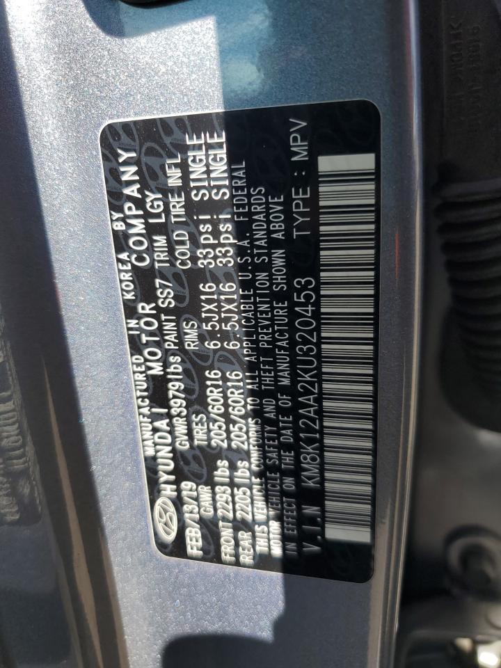 2019 Hyundai Kona Se VIN: KM8K12AA2KU320453 Lot: 87204265