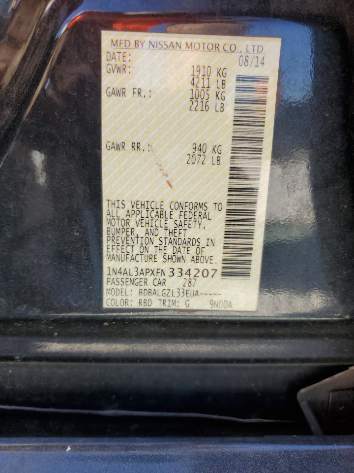 2015 Nissan Altima 2.5 VIN: 1N4AL3APXFN334207 Lot: 82382015