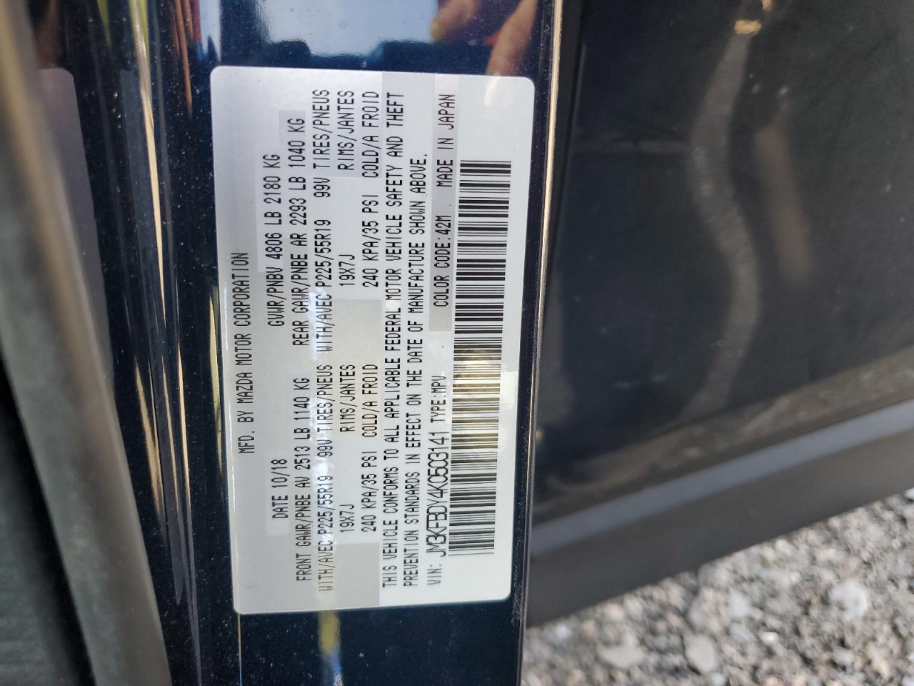 2019 Mazda Cx-5 Grand Touring Reserve VIN: JM3KFBDY4K0503141 Lot: 84964625