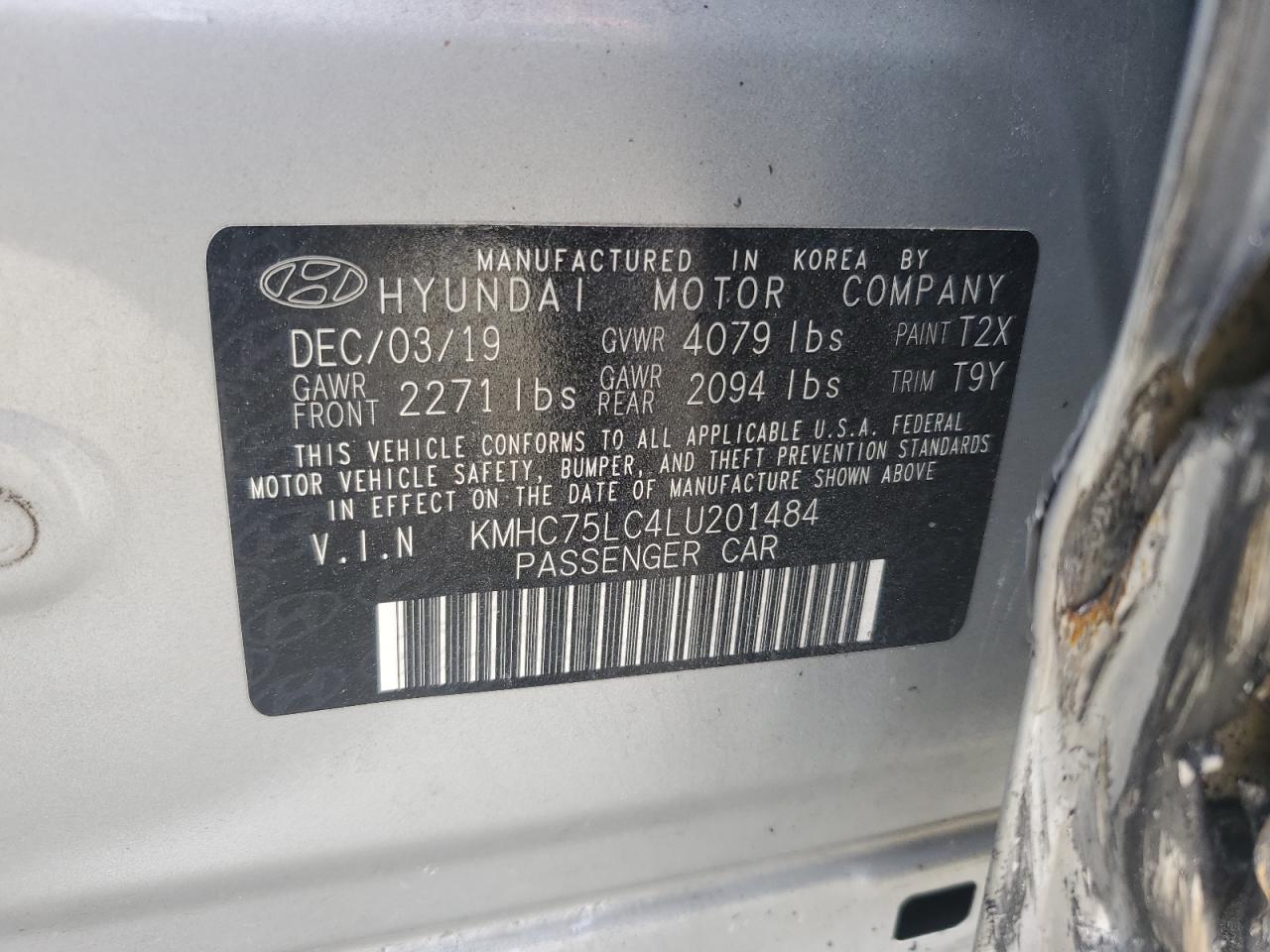 2020 Hyundai Ioniq Se VIN: KMHC75LC4LU201484 Lot: 89729225