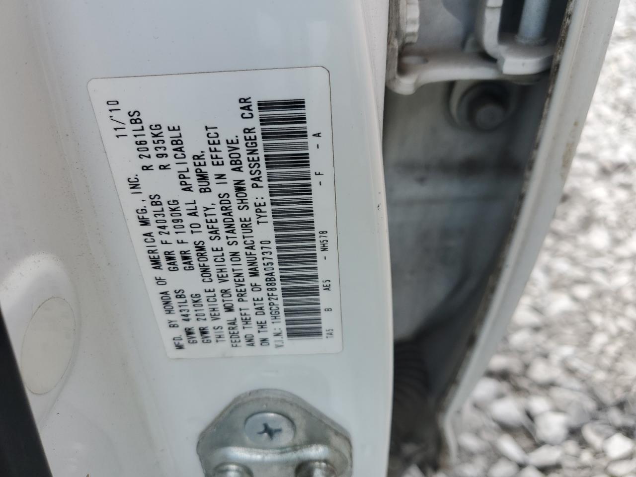 2011 Honda Accord Exl VIN: 1HGCP2F88BA057370 Lot: 86117775