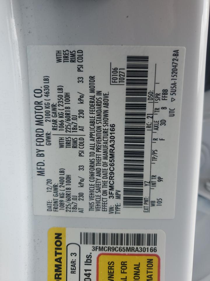 2021 Ford Bronco Sport Outer Banks VIN: 3FMCR9C65MRA30166 Lot: 82419415