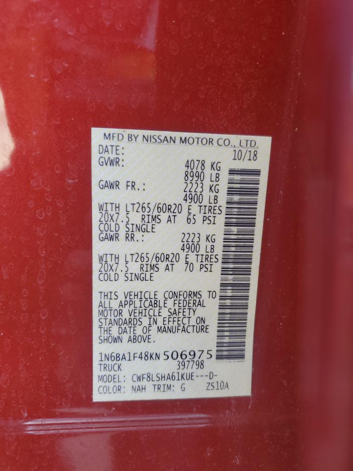 2019 Nissan Titan Xd Sl VIN: 1N6BA1F48KN506975 Lot: 86059045