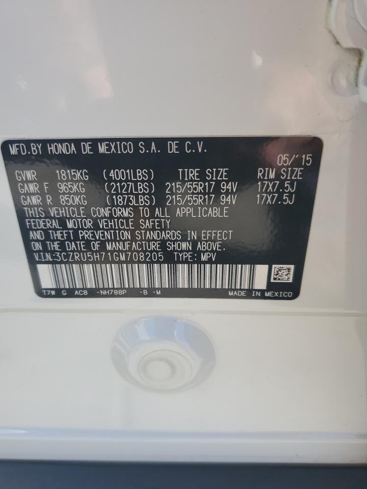 2016 Honda Hr-V Exl VIN: 3CZRU5H71GM708205 Lot: 82232545