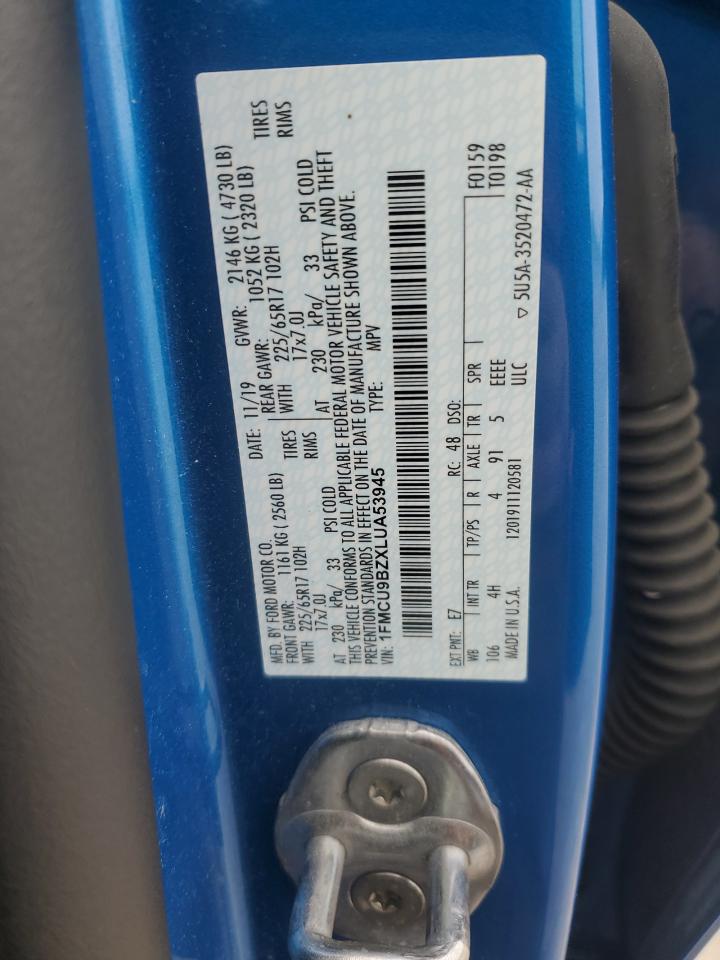 2020 Ford Escape Se Sport VIN: 1FMCU9BZXLUA53945 Lot: 83842615