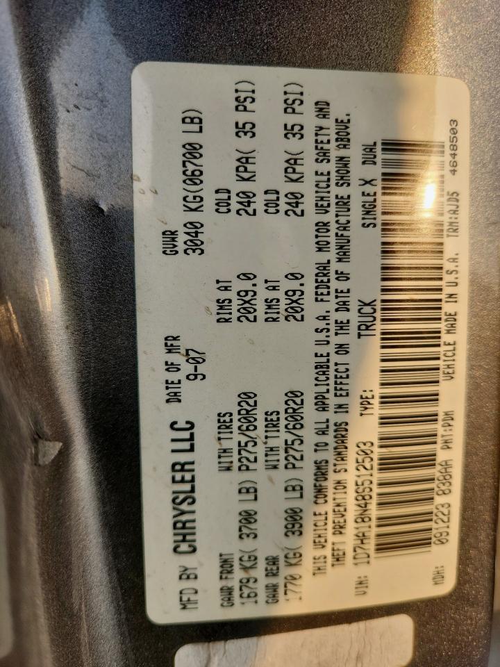 2008 Dodge Ram 1500 St VIN: 1D7HA18N48S512503 Lot: 82228835