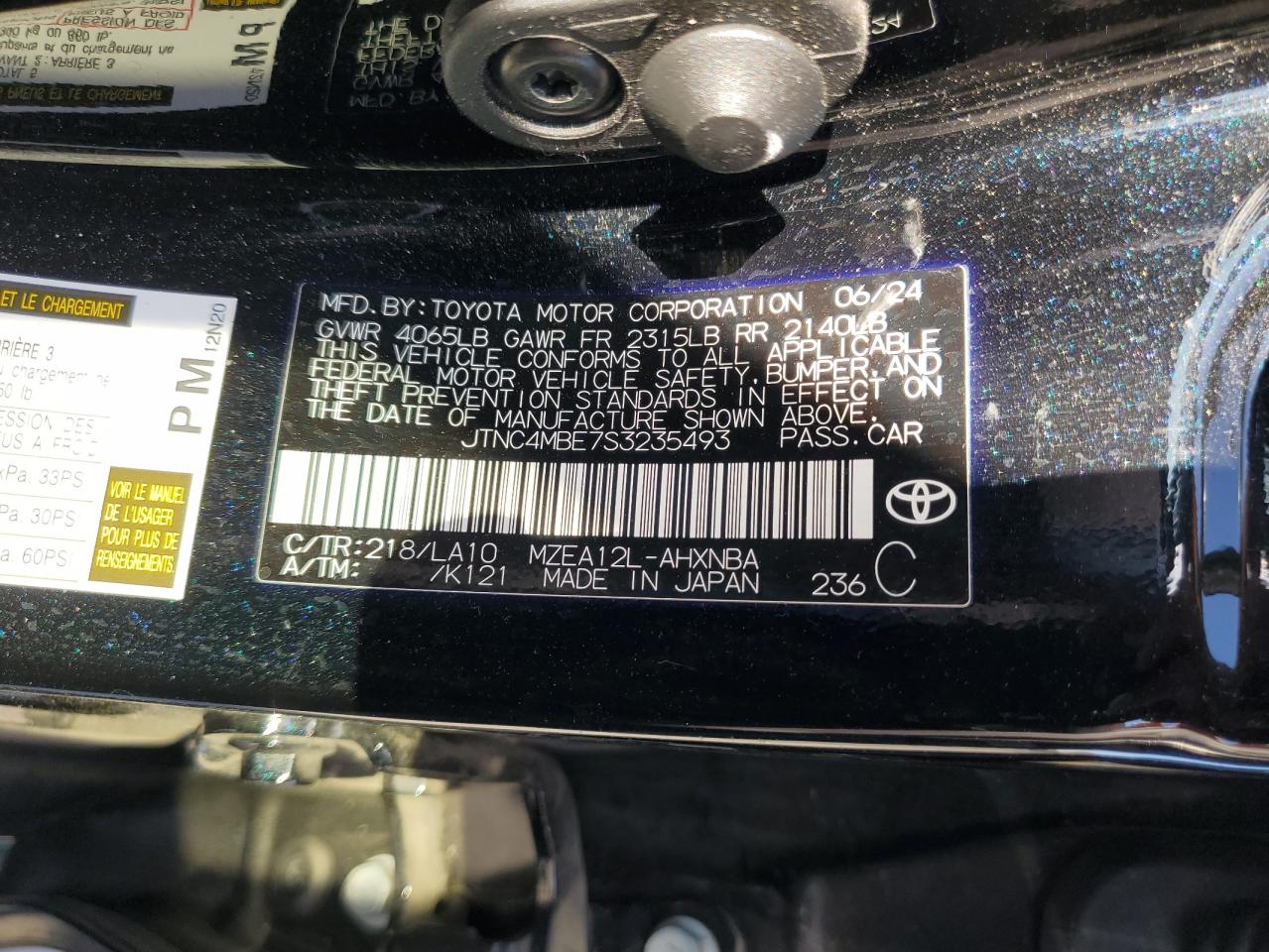 2025 Toyota Corolla Xse VIN: JTNC4MBE7S3235493 Lot: 85901345