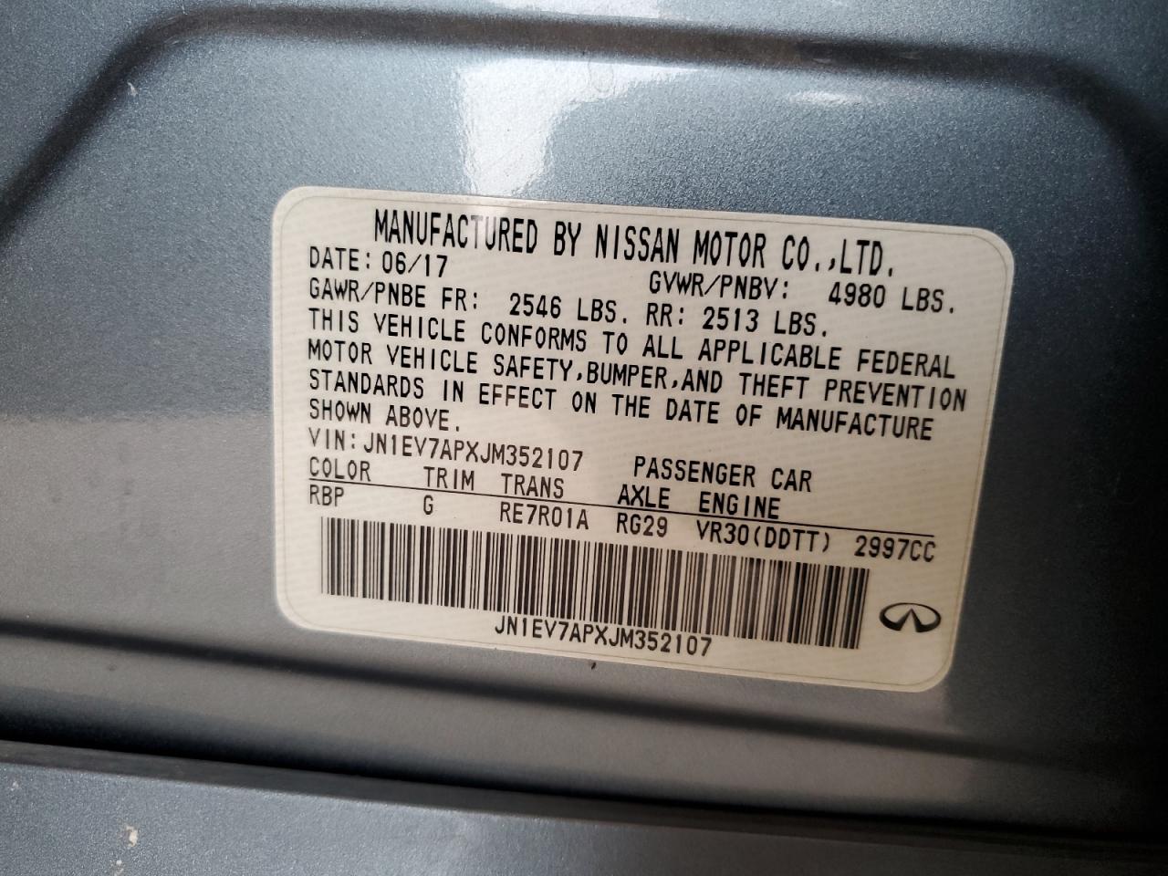 2018 Infiniti Q50 Luxe VIN: JN1EV7APXJM352107 Lot: 85385615