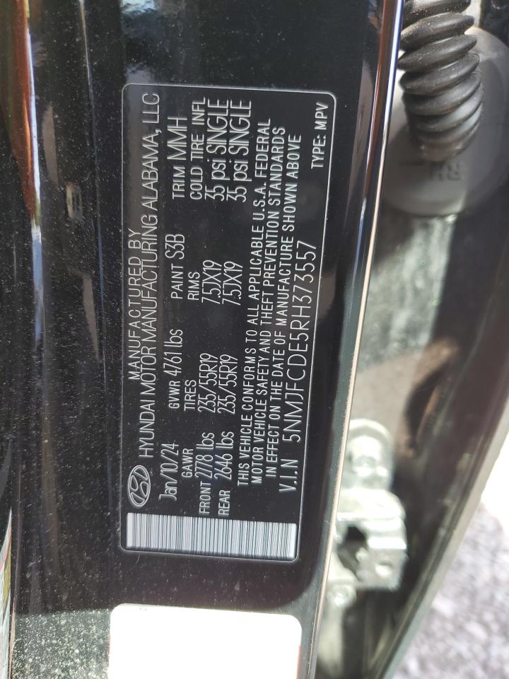 2024 Hyundai Tucson Sel VIN: 5NMJFCDE5RH373557 Lot: 85100125
