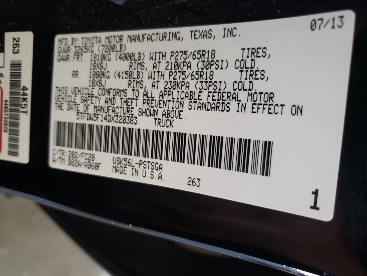 2013 Toyota Tundra Crewmax Sr5 VIN: 5TFDW5F14DX320383 Lot: 84874995