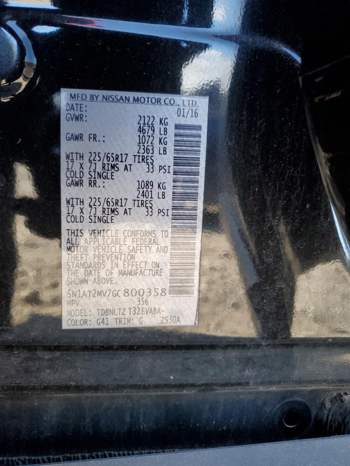 2016 Nissan Rogue S VIN: 5N1AT2MV7GC800358 Lot: 85733975