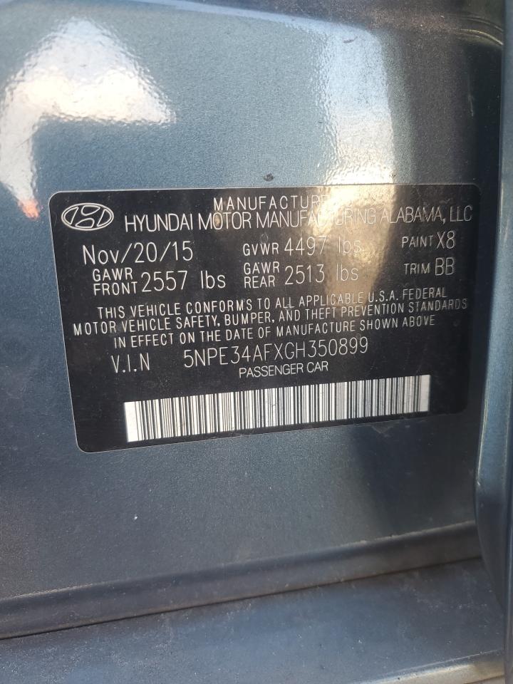 2016 Hyundai Sonata Sport VIN: 5NPE34AFXGH350899 Lot: 85862215