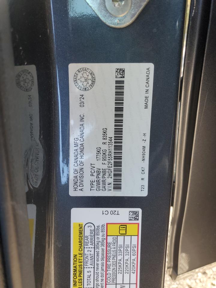 2024 Honda Civic Sport VIN: 2HGFE2F55RH113544 Lot: 83859685