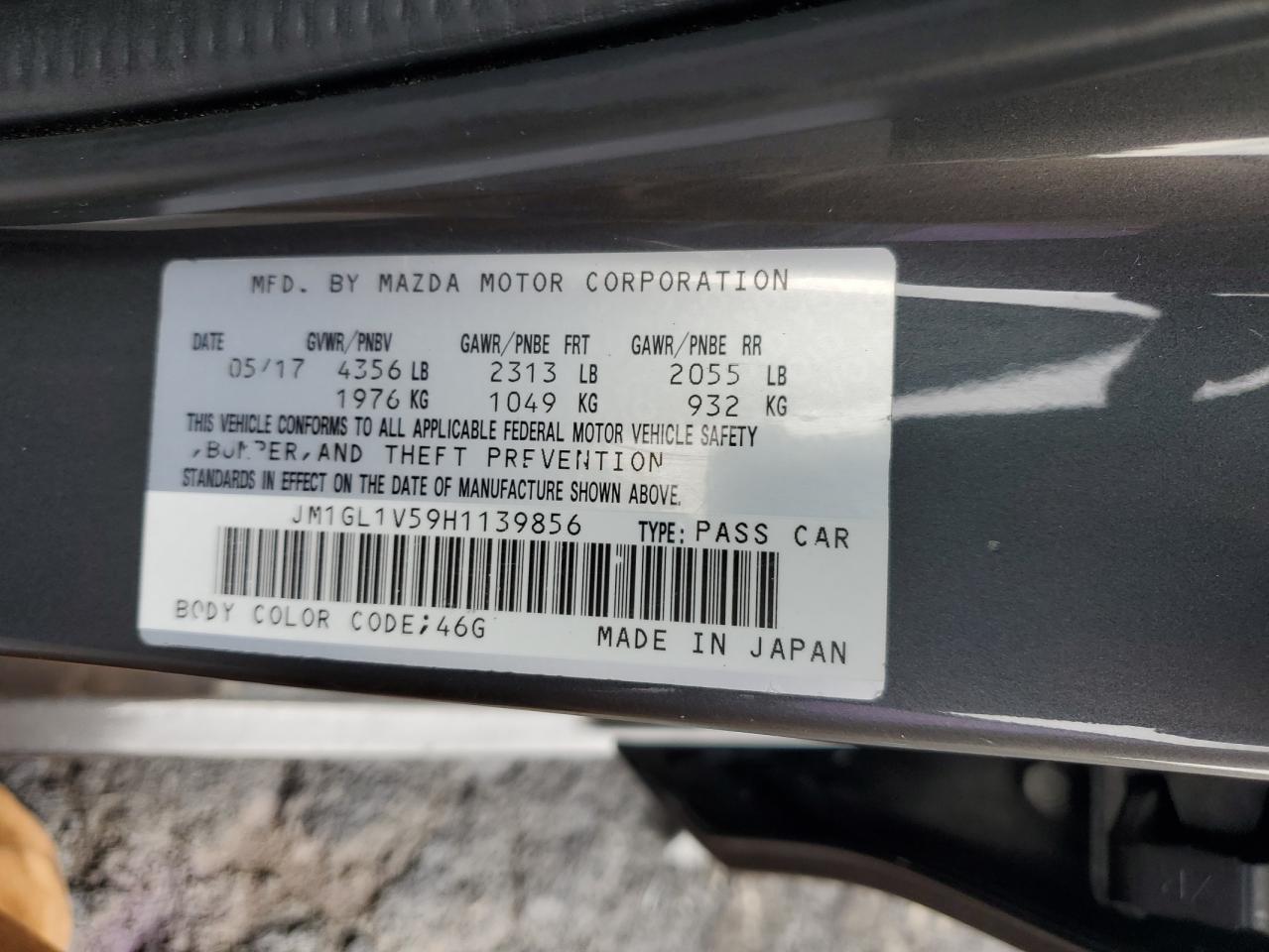 2017 Mazda 6 Touring VIN: JM1GL1V59H1139856 Lot: 84819565