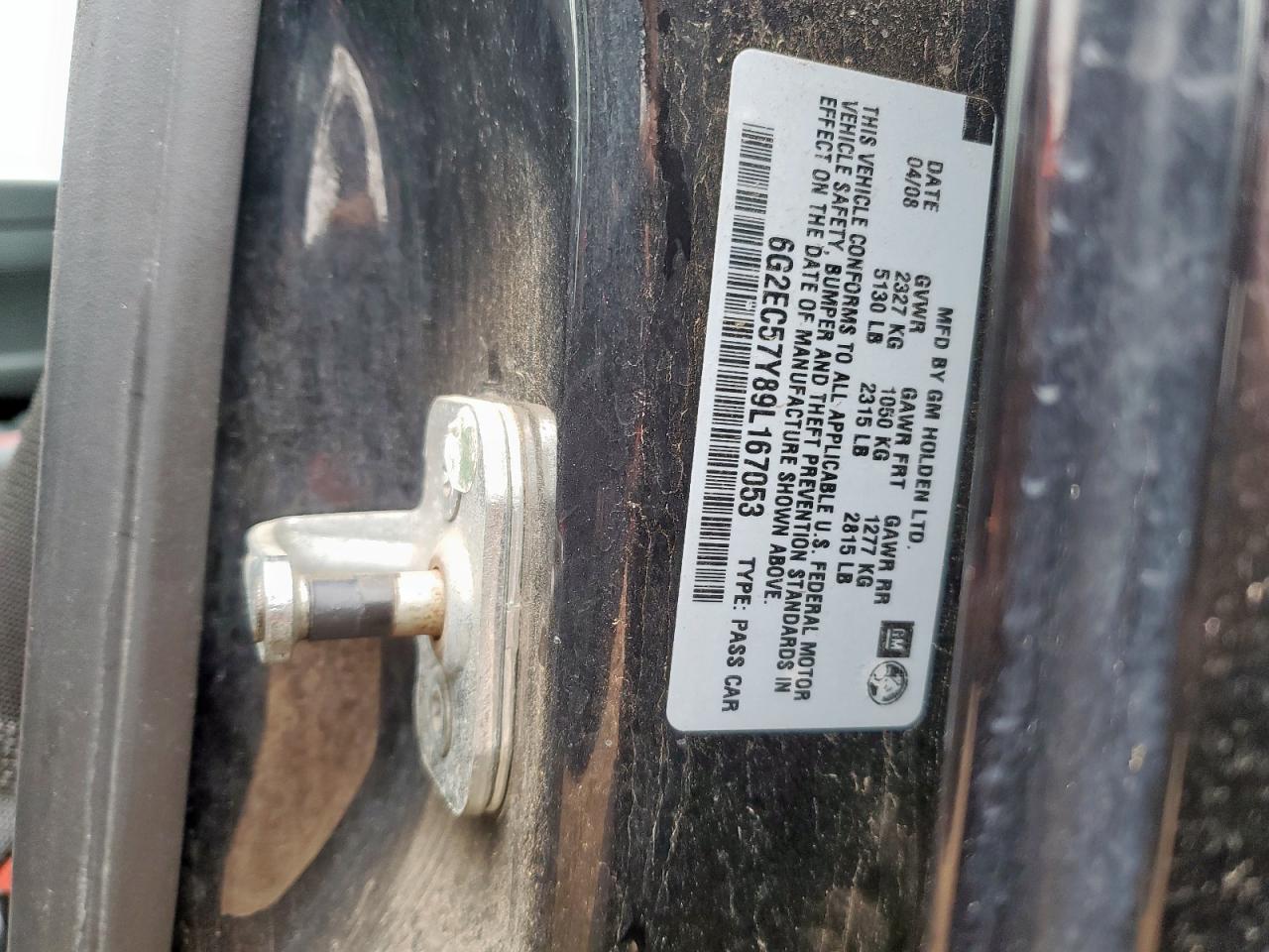 2009 Pontiac G8 Gt VIN: 6G2EC57Y89L167053 Lot: 85327115