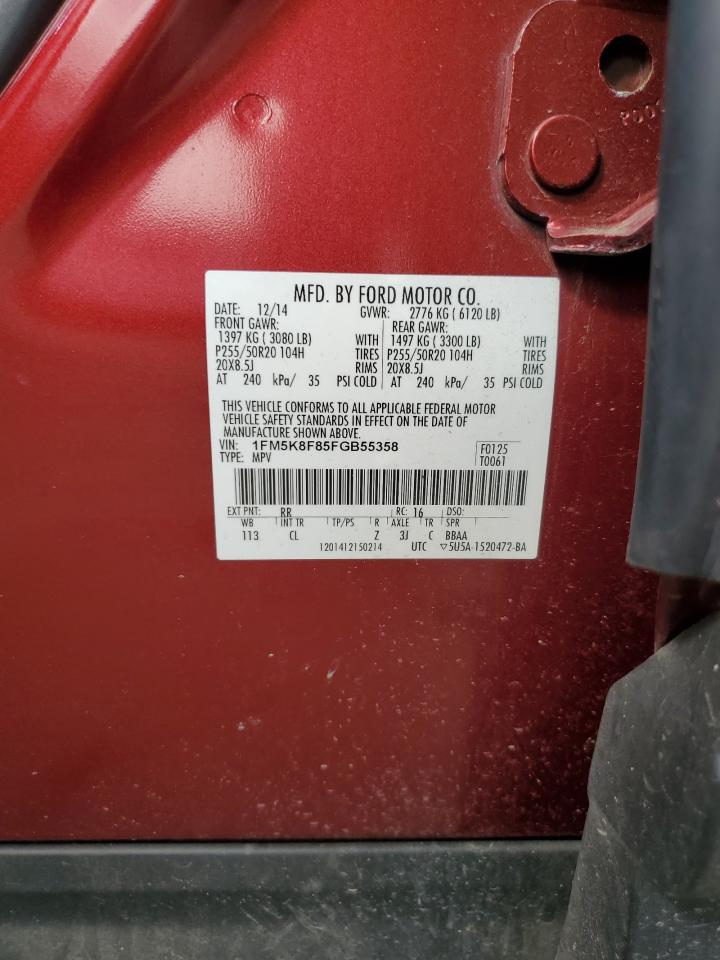 2015 Ford Explorer Limited VIN: 1FM5K8F85FGB55358 Lot: 85749015