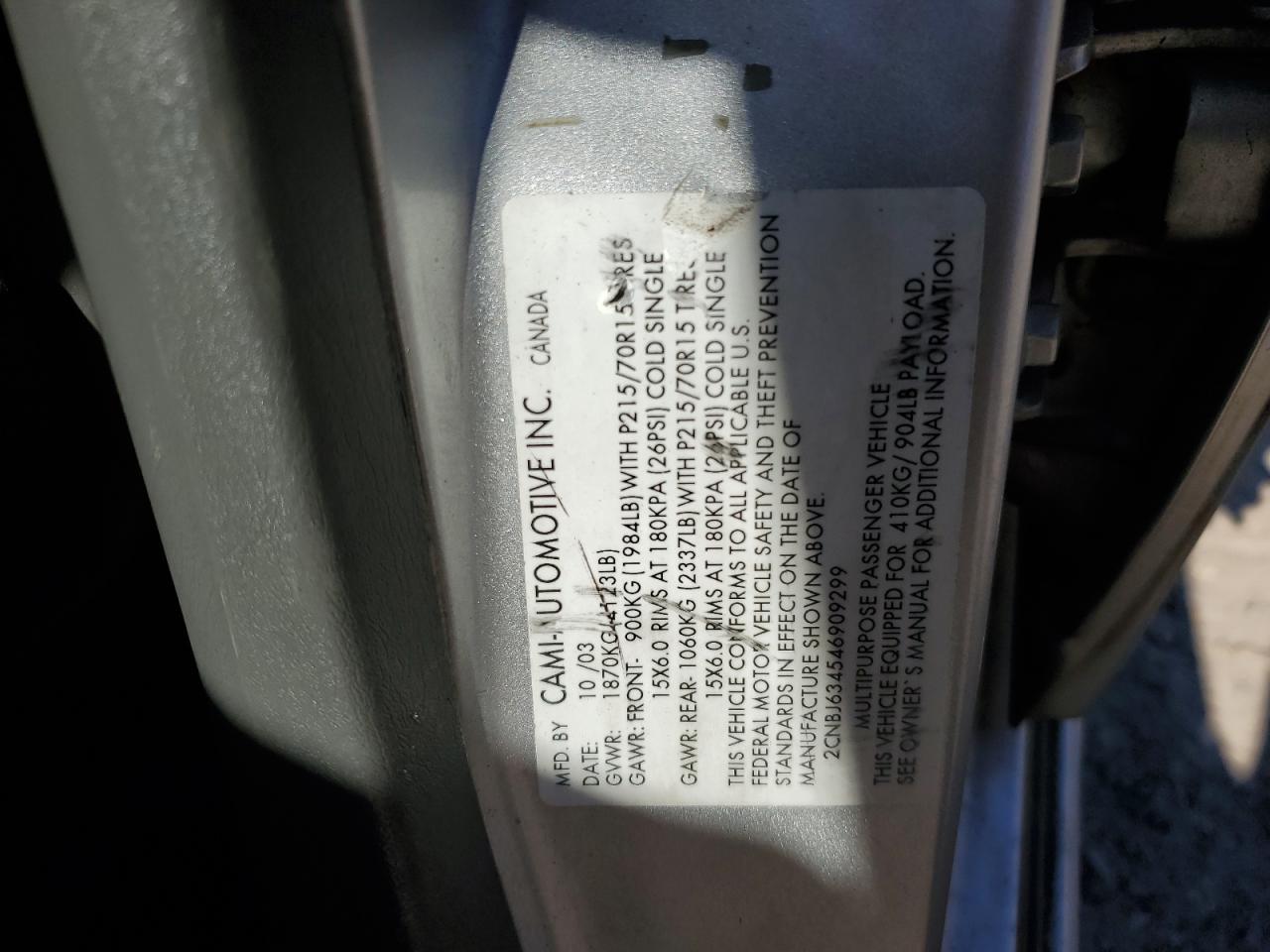 2004 Chevrolet Tracker Lt VIN: 2CNBJ634546909299 Lot: 86321495