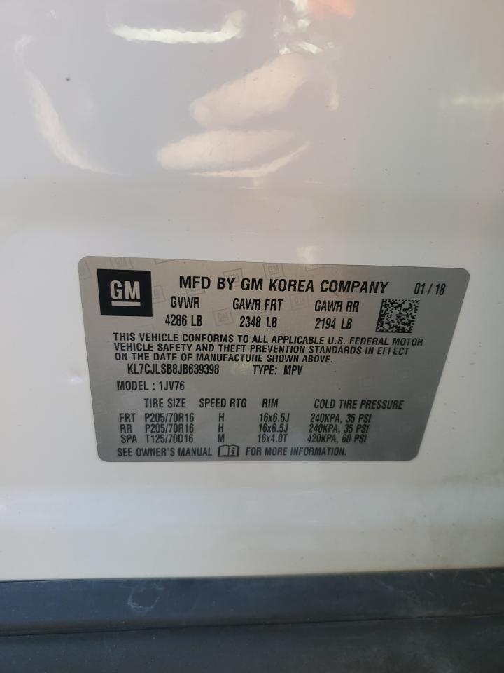 2018 Chevrolet Trax 1Lt VIN: KL7CJLSB8JB639398 Lot: 81392705