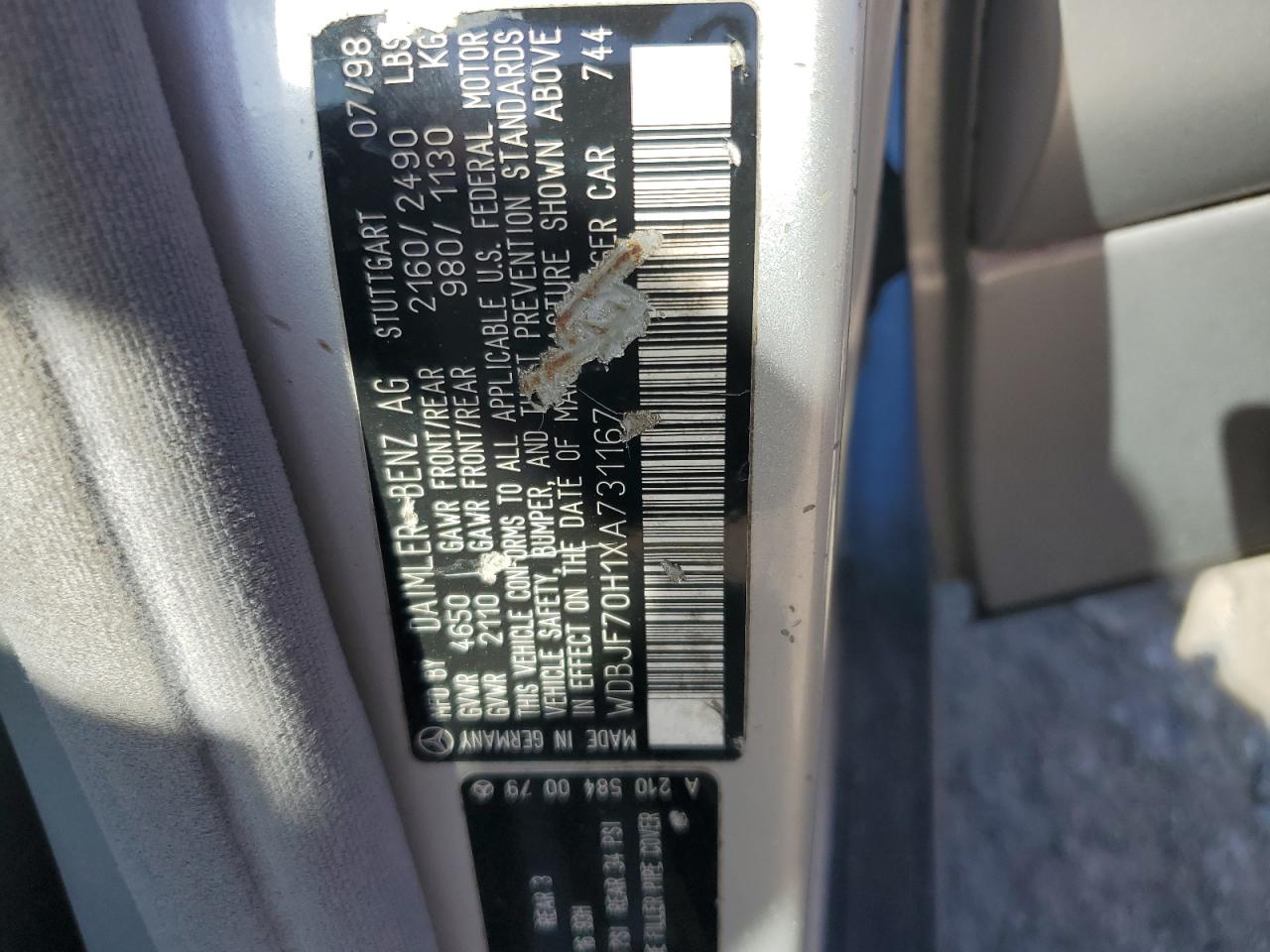 1999 Mercedes-Benz E 430 VIN: WDBJF70H1XA731167 Lot: 84760985