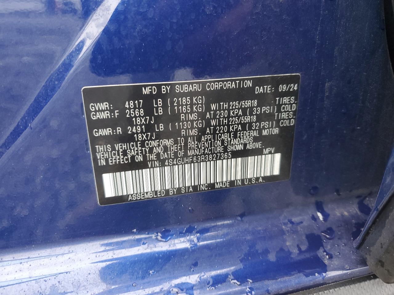 2024 Subaru Crosstrek Sport VIN: 4S4GUHF63R3827365 Lot: 82418445