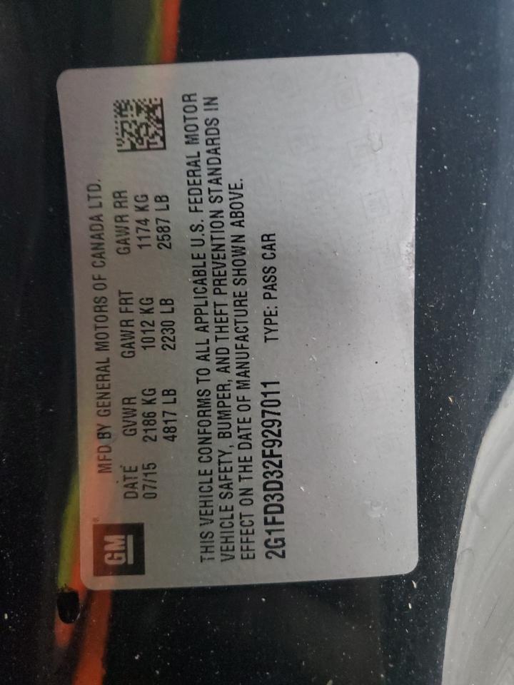 2015 Chevrolet Camaro Lt VIN: 2G1FD3D32F9297011 Lot: 87445255