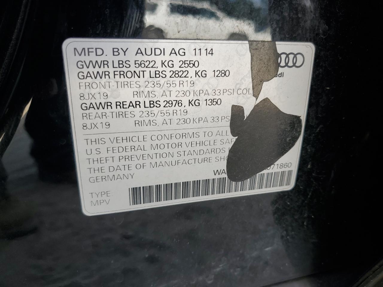 2015 Audi Q5 Premium Plus VIN: WA1DGAFP1FA071860 Lot: 84020125