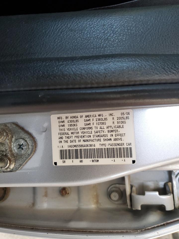 2006 Honda Accord Ex VIN: 1HGCM65586A063814 Lot: 85113655