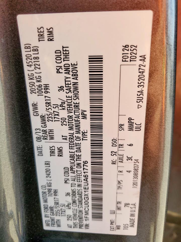 2014 Ford Escape Se VIN: 1FMCU0GX1EUA61776 Lot: 84922345