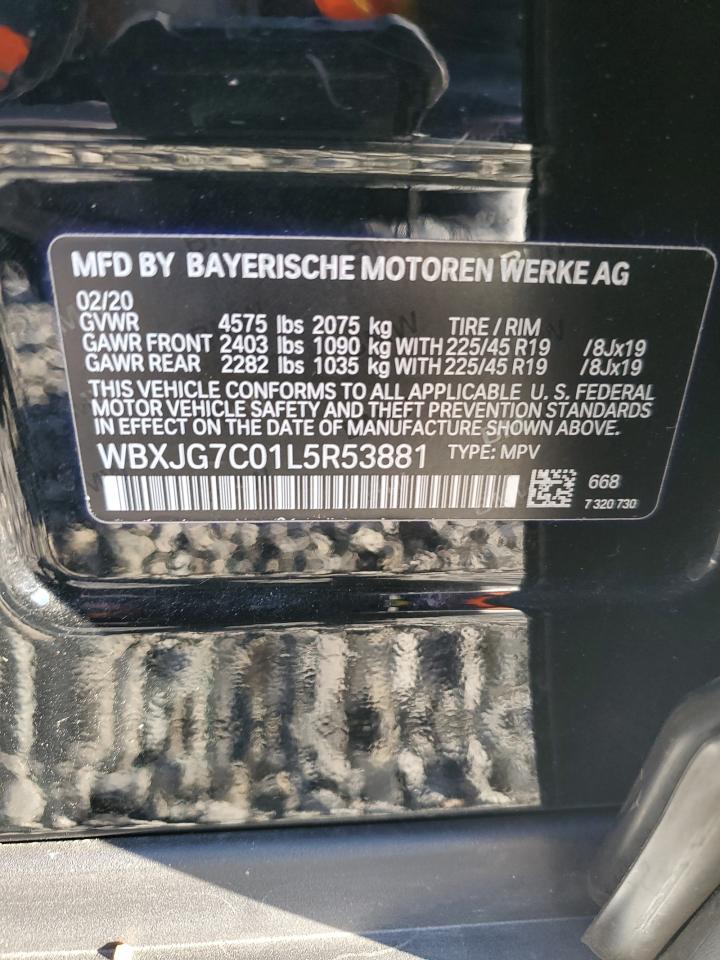 2020 BMW X1 Sdrive28I VIN: WBXJG7C01L5R53881 Lot: 86442615