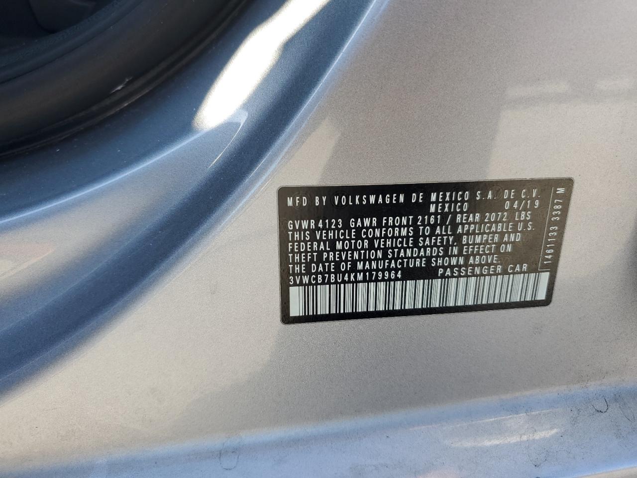 2019 Volkswagen Jetta S VIN: 3VWCB7BU4KM179964 Lot: 82285515