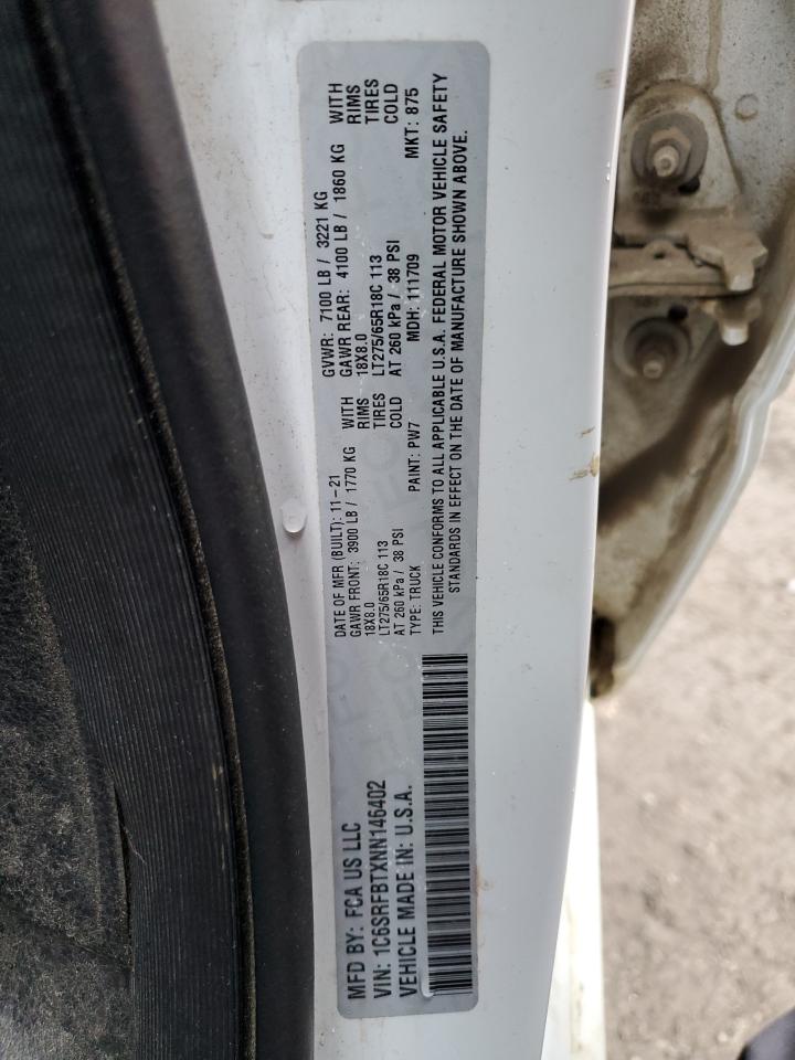 2022 Ram 1500 Big Horn/Lone Star VIN: 1C6SRFBTXNN146402 Lot: 86313995