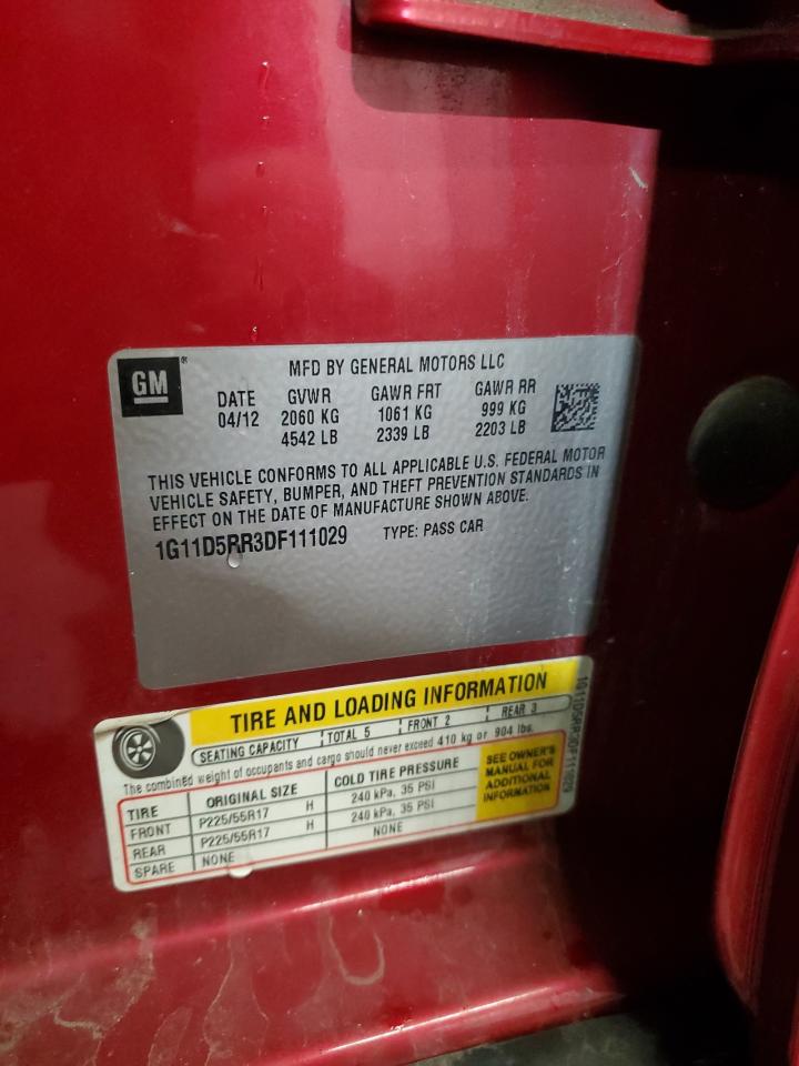 2013 Chevrolet Malibu 1Lt VIN: 1G11D5RR3DF111029 Lot: 85837295