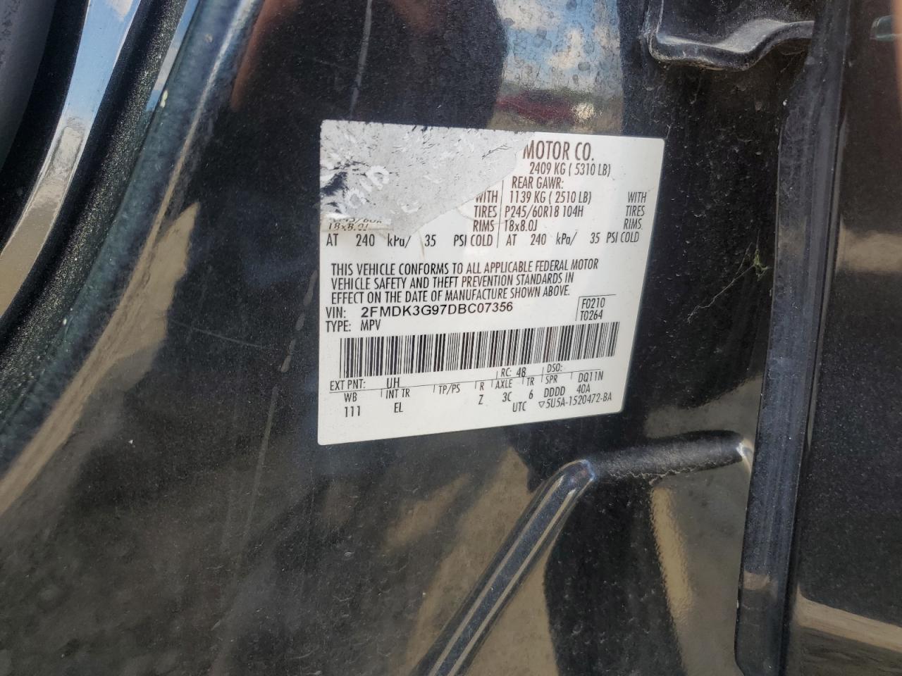 2013 Ford Edge Se VIN: 2FMDK3G97DBC07356 Lot: 84285775