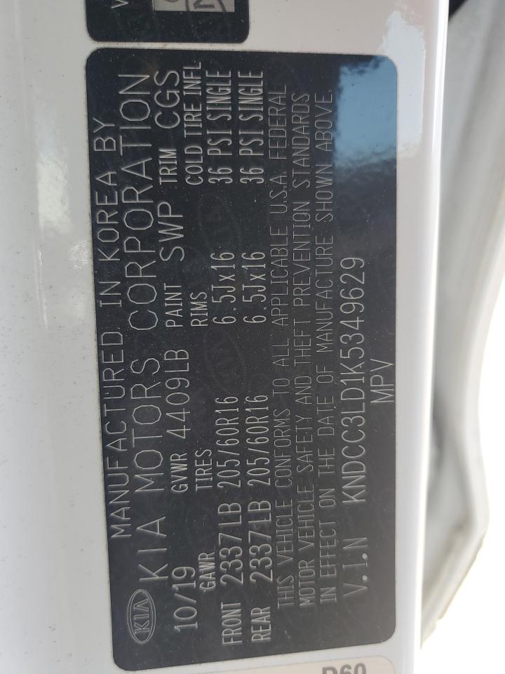 2019 Kia Niro Ex Premium VIN: KNDCC3LD1K5349629 Lot: 85594025