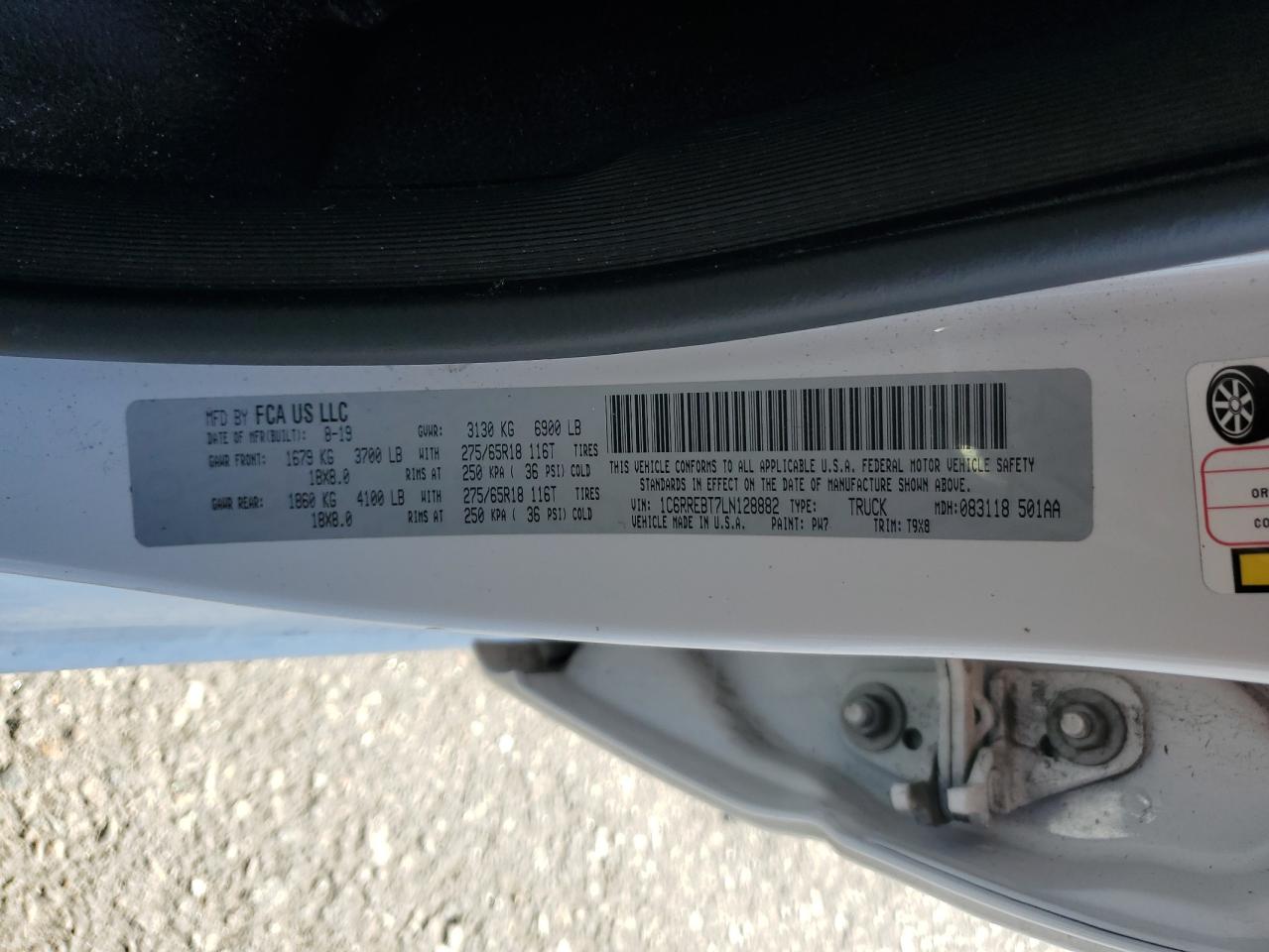 2020 Ram 1500 Big Horn/Lone Star VIN: 1C6RREBT7LN128882 Lot: 82568185